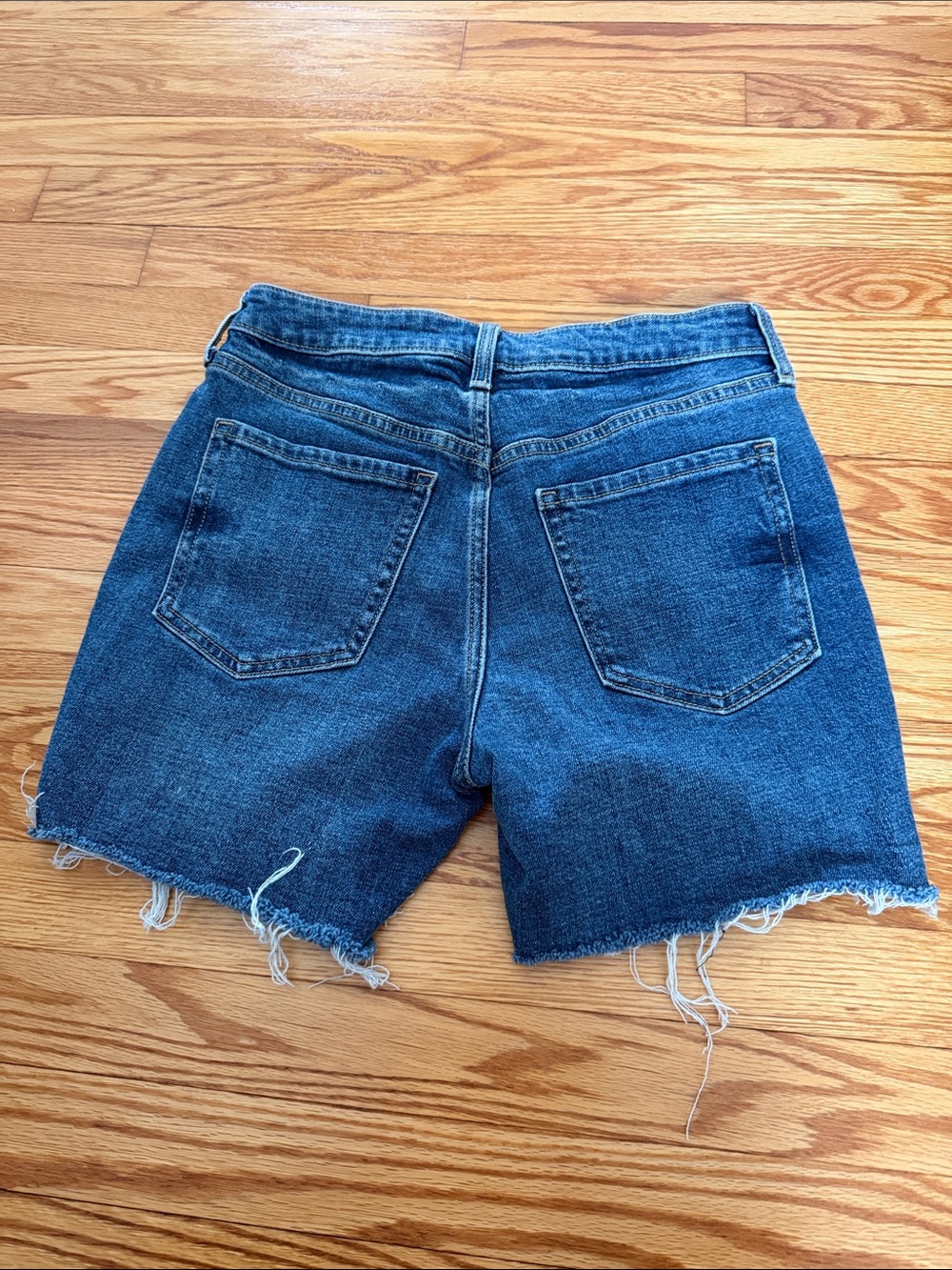 Old Navy Distressed High Rise OG Straight Blue Denim Shorts - Picture 3 of 3
